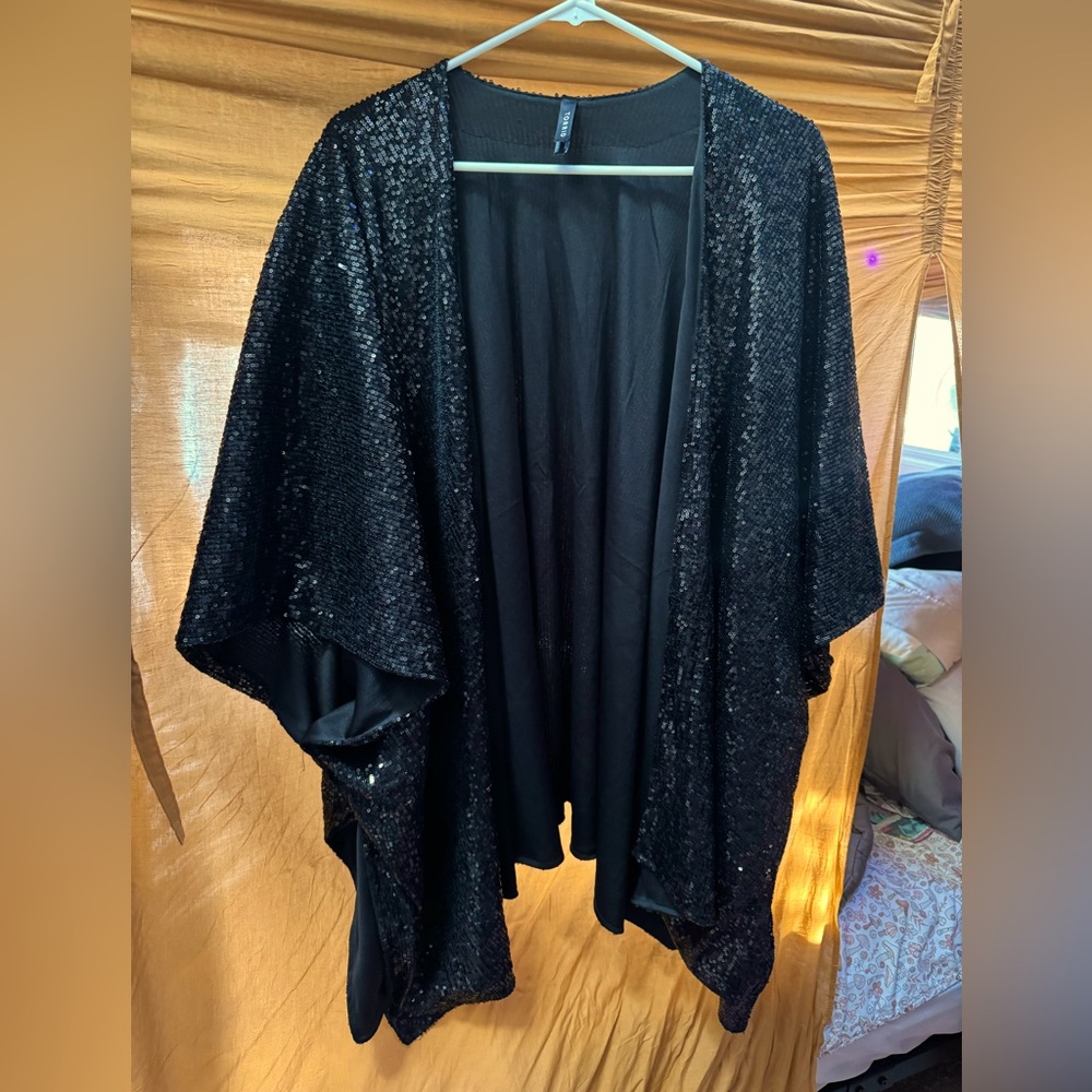 Open Front Sequin Kimono